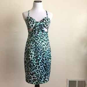 Bebe Baby Blue Leopard Cutout Dress